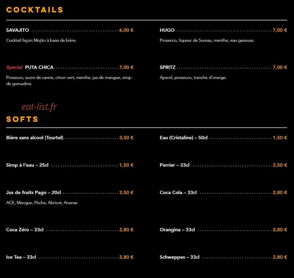 Carte et menu de Brasserie Adennes à Saint Julien en Genevois — Les cocktails et softs
