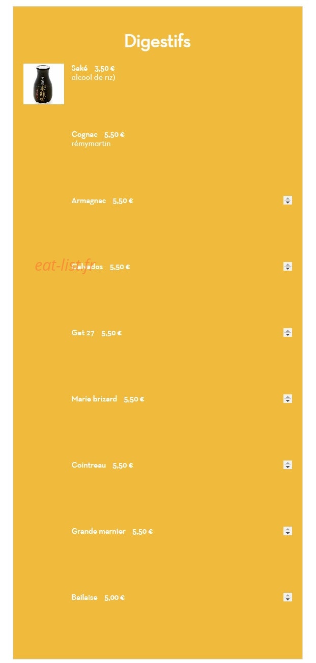 Carte et menu de Grand Pacific à Saint Julien en Genevois — Les digestifs