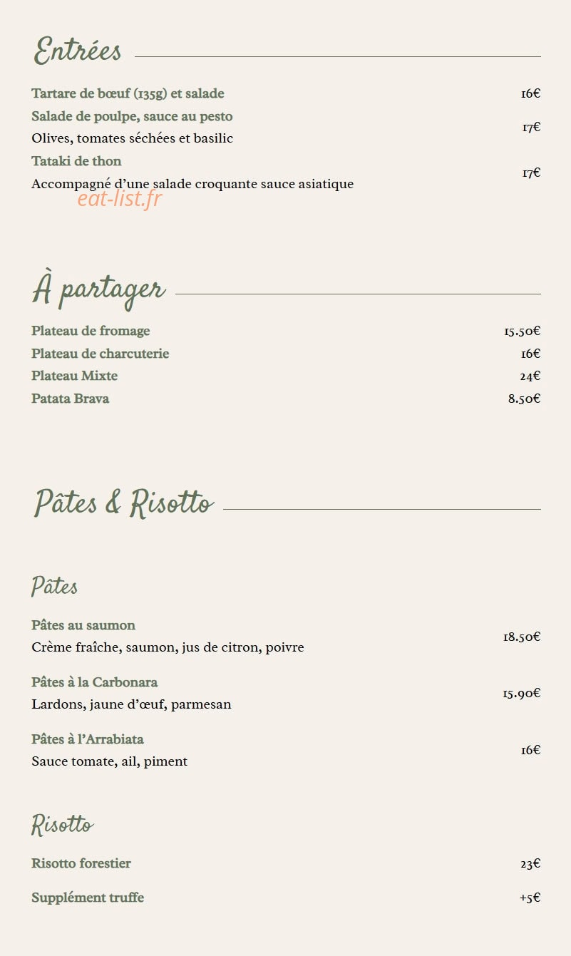 Carte et menu de La Locomotive à Saint Julien en Genevois — Les entrées, à partager et pâtes, ...