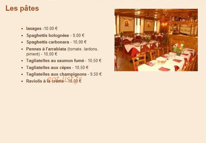 Carte et menu de Le Commerce à Saint Julien en Genevois — Les pâtes