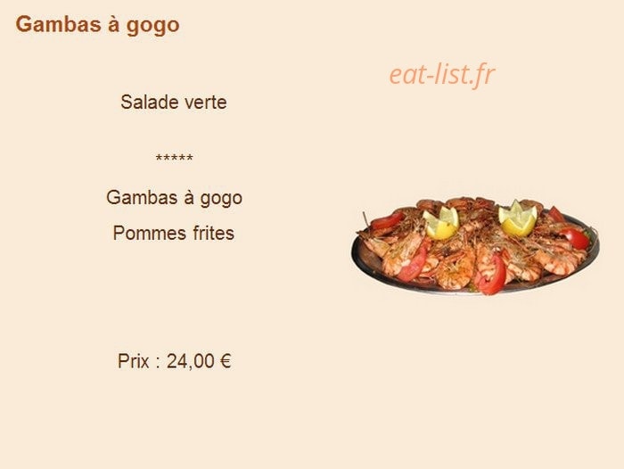 Carte et menu de Le Commerce à Saint Julien en Genevois — Les gambas