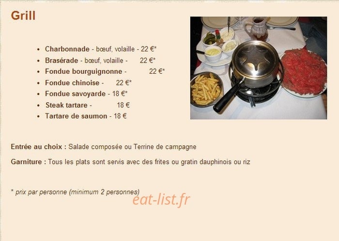 Carte et menu de Le Commerce à Saint Julien en Genevois — Les grills