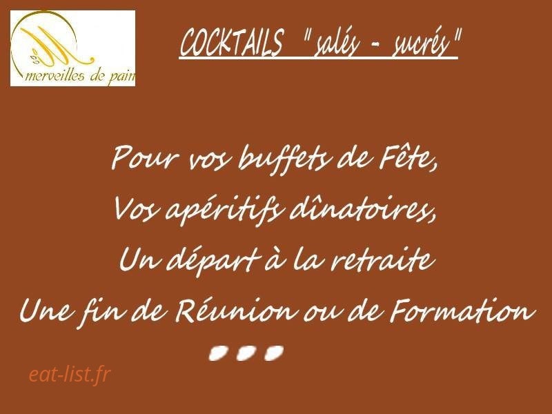 Carte et menu de Merveilles de Pain à Saint Julien en Genevois — Les cocktails salés-sucrés