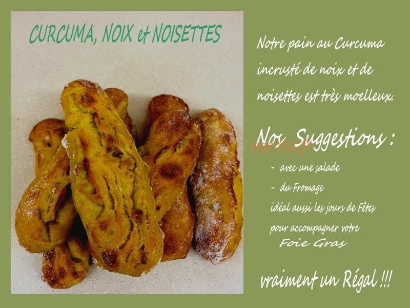 Carte et menu de Merveilles de Pain à Saint Julien en Genevois — Les curcumas, noix et noisettes
