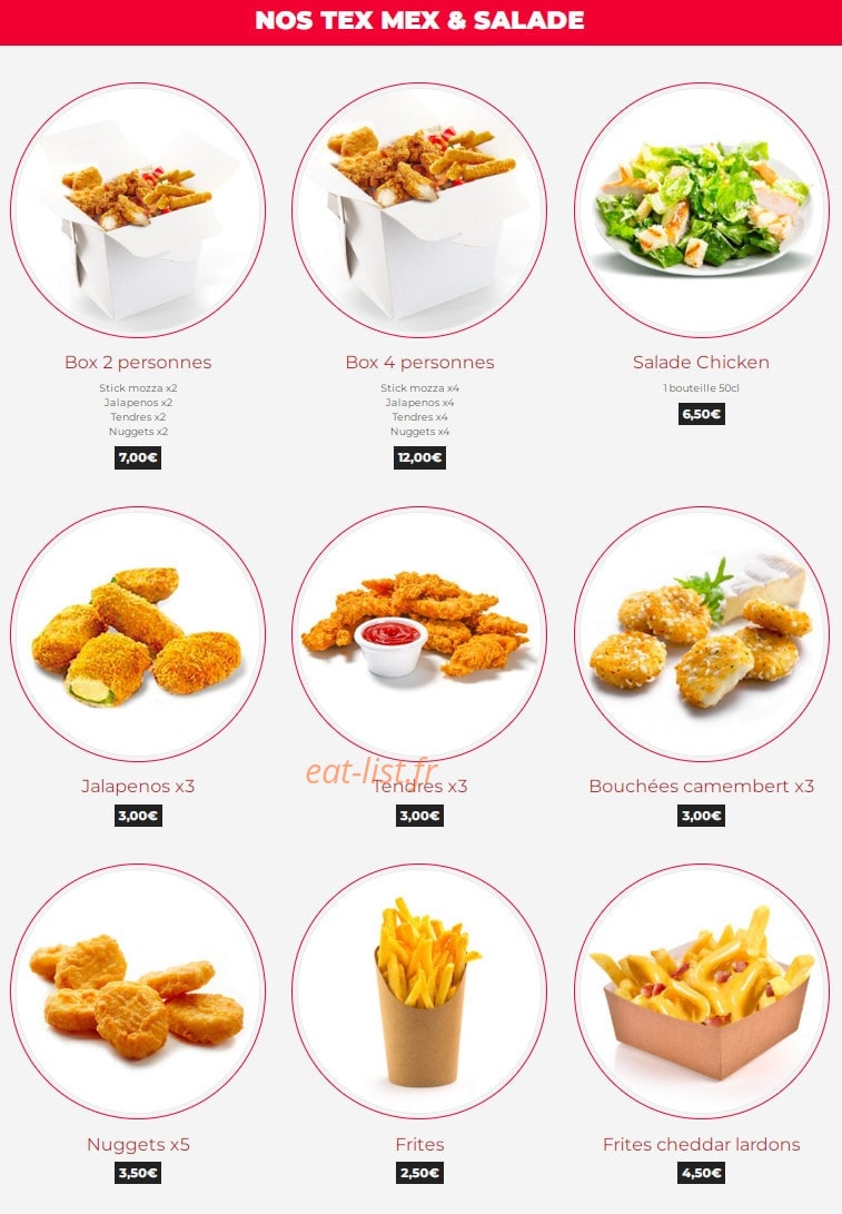 Carte et menu de Seven Food à Saint Julien en Genevois — Les salades et tex mex