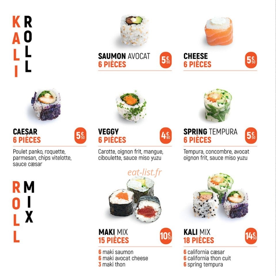 Carte et menu de Suko à Saint Julien en Genevois — Rolls Mix et Kali