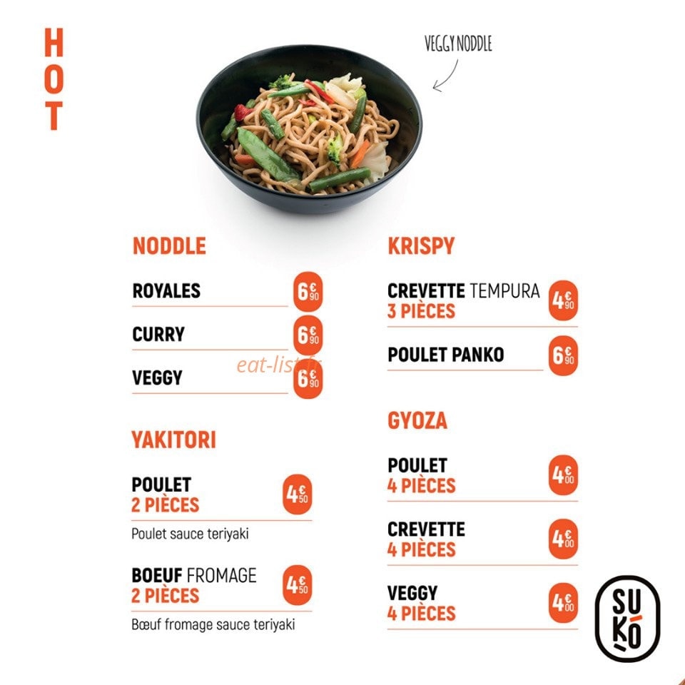 Carte et menu de Suko à Saint Julien en Genevois — Plats chauds 1