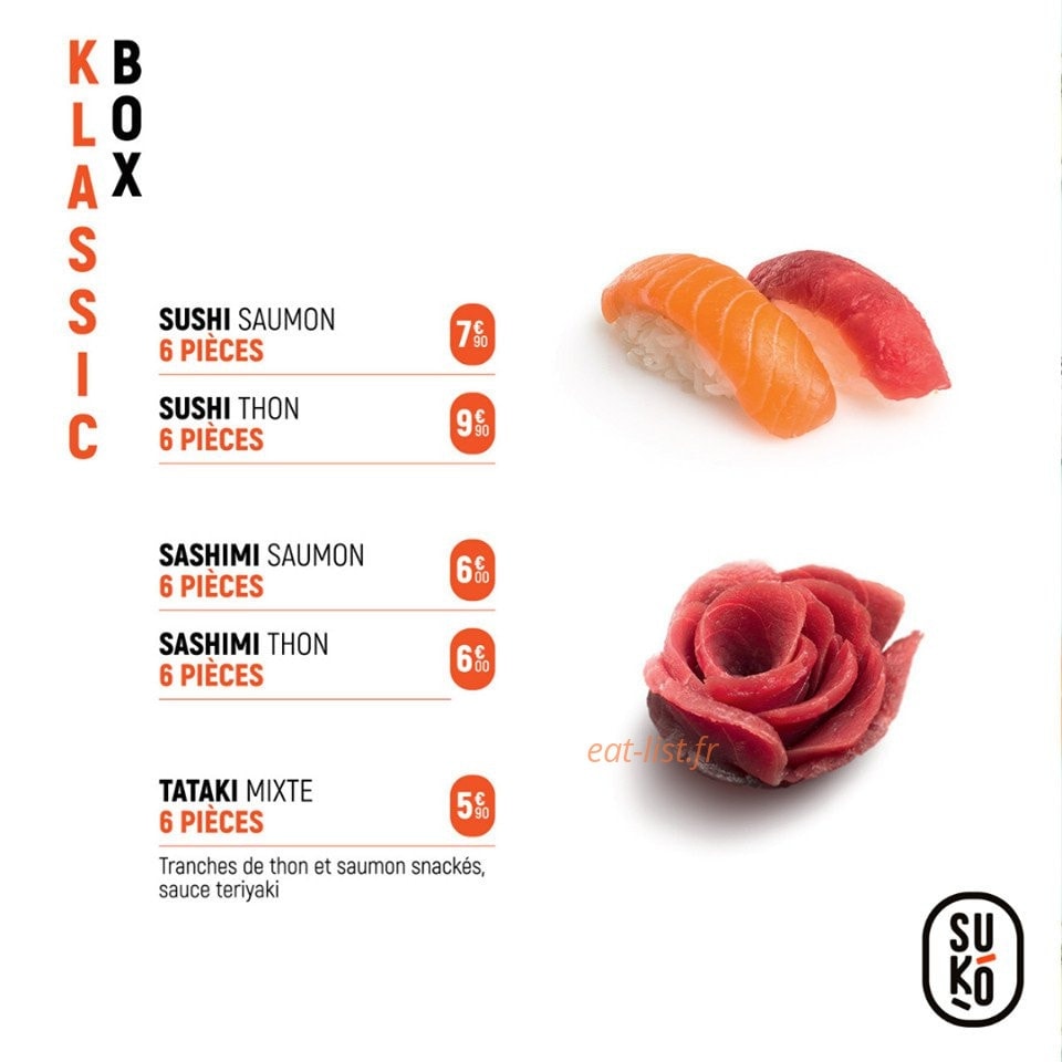 Carte et menu de Suko à Saint Julien en Genevois — Box Klassic