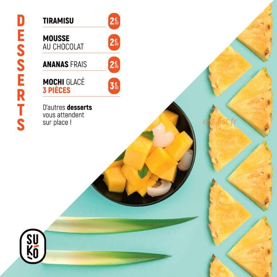 Carte et menu de Suko à Saint Julien en Genevois — Desserts