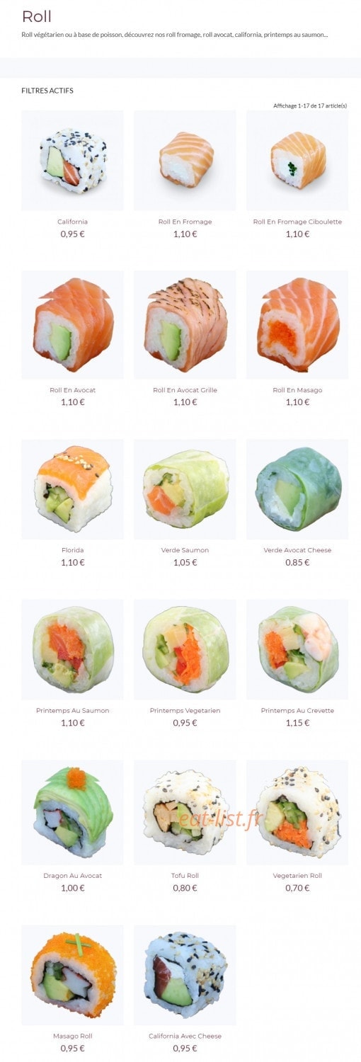 Carte et menu de SushiBio à Saint Julien en Genevois — Roll