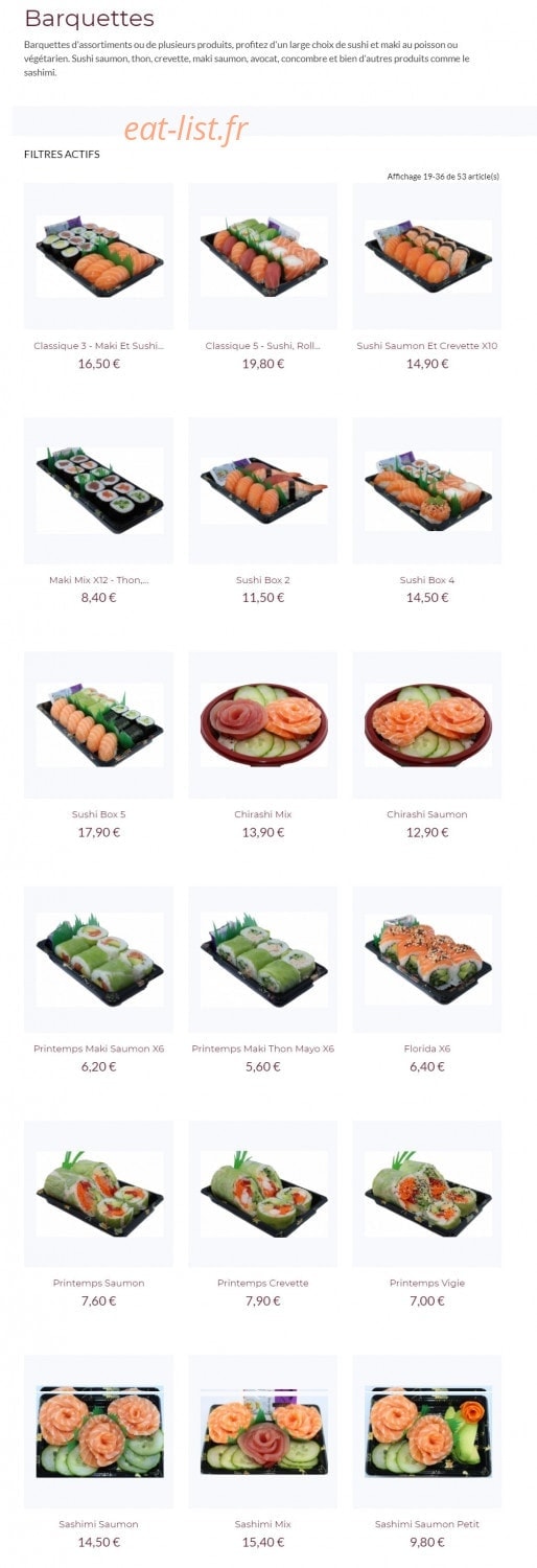 Carte et menu de SushiBio à Saint Julien en Genevois — Barquettes suite