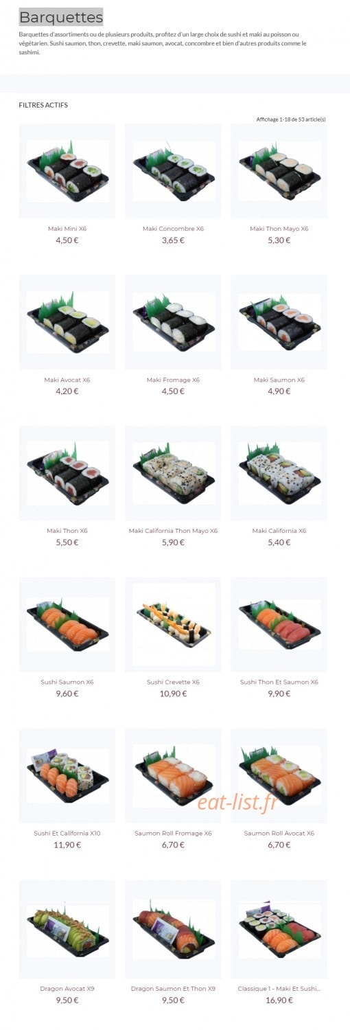 Carte et menu de SushiBio à Saint Julien en Genevois — Barquettes