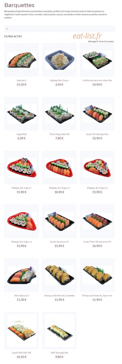 Carte et menu de SushiBio à Saint Julien en Genevois — Barquettes page 2
