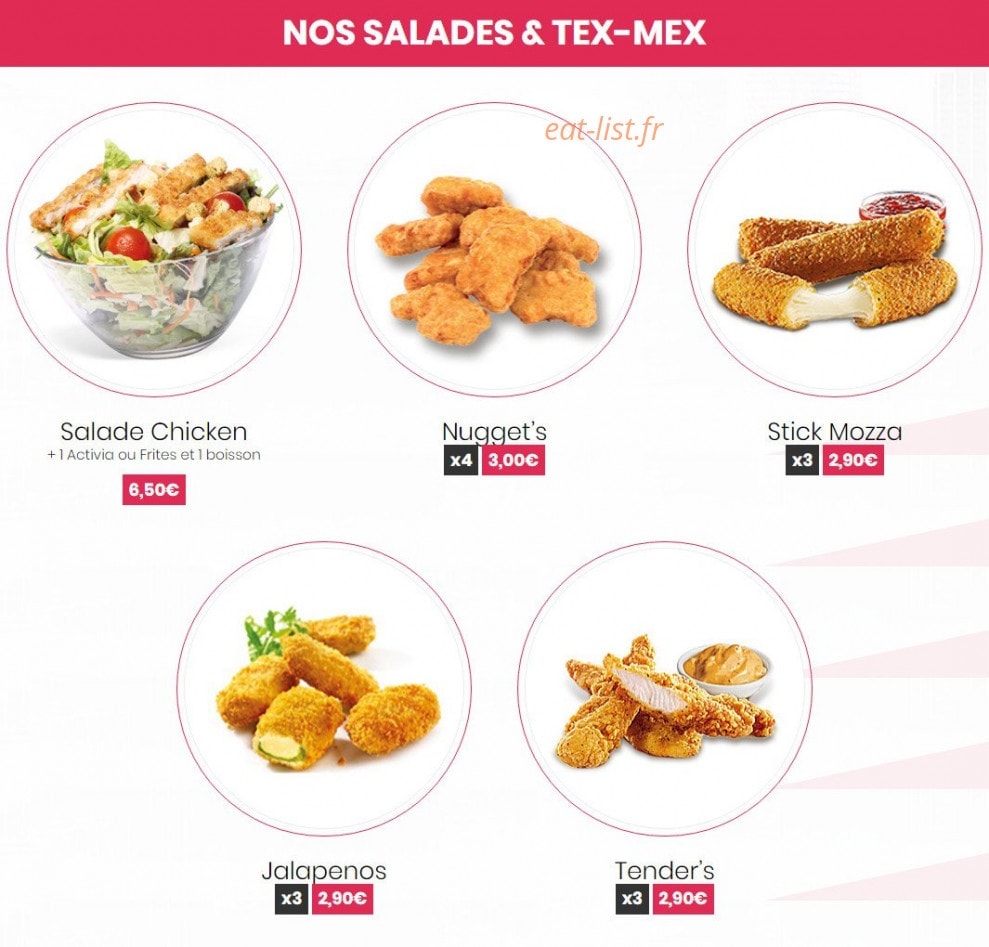 Carte et menu de VRfood à Saint Julien en Genevois — Les salades et tex mex