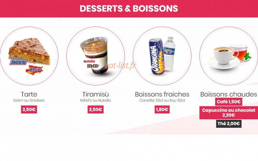 Carte et menu de VRfood à Saint Julien en Genevois — Les desserts et boissons