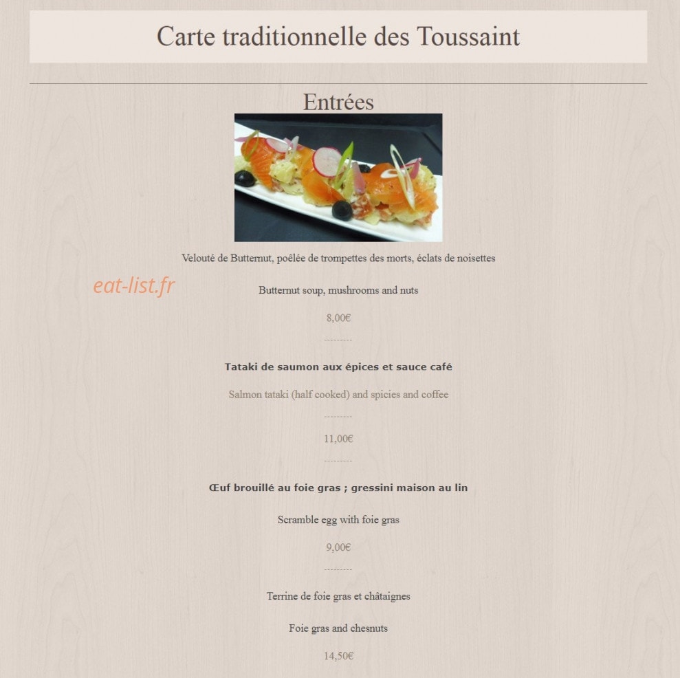La table D'hôtes Savoie — carte page 2
