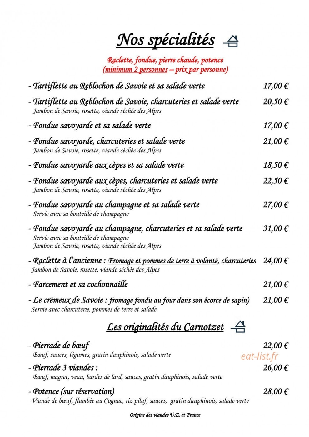 Le Carnotzet — carte page 4