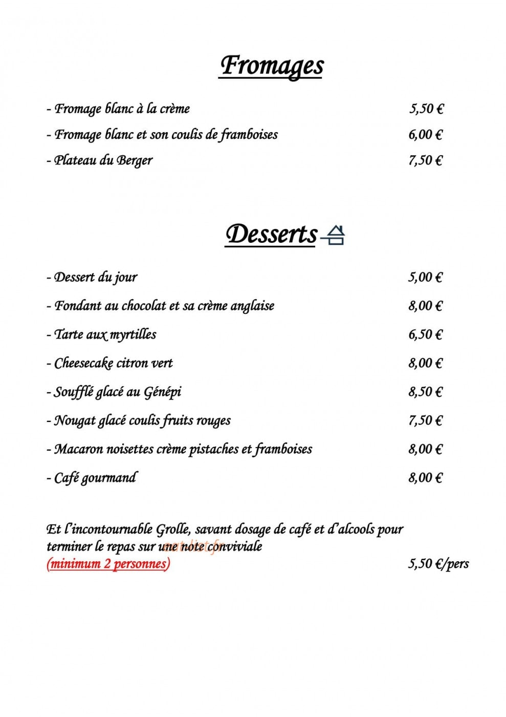 Le Carnotzet — carte page 1