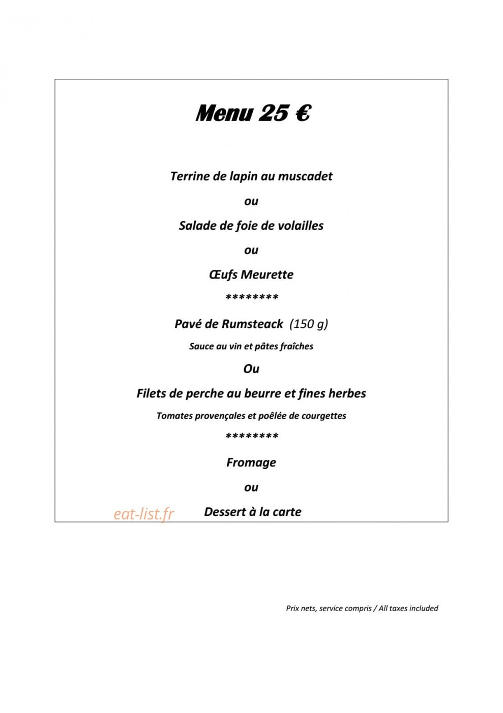 Le Chalet du Lac — carte page 4