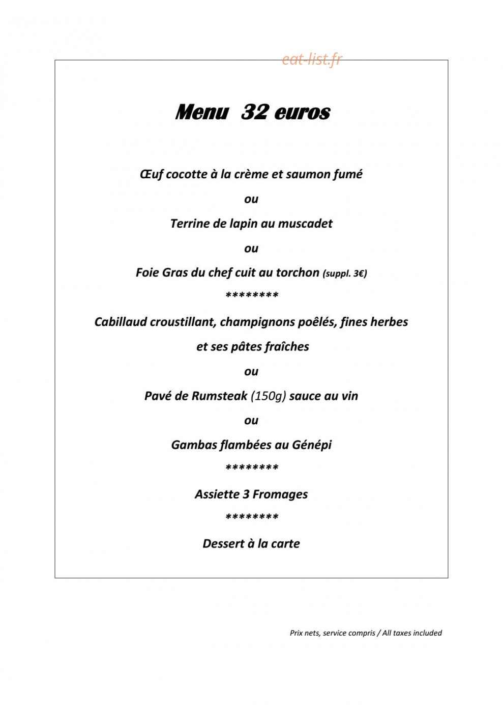 Le Chalet du Lac — carte page 3