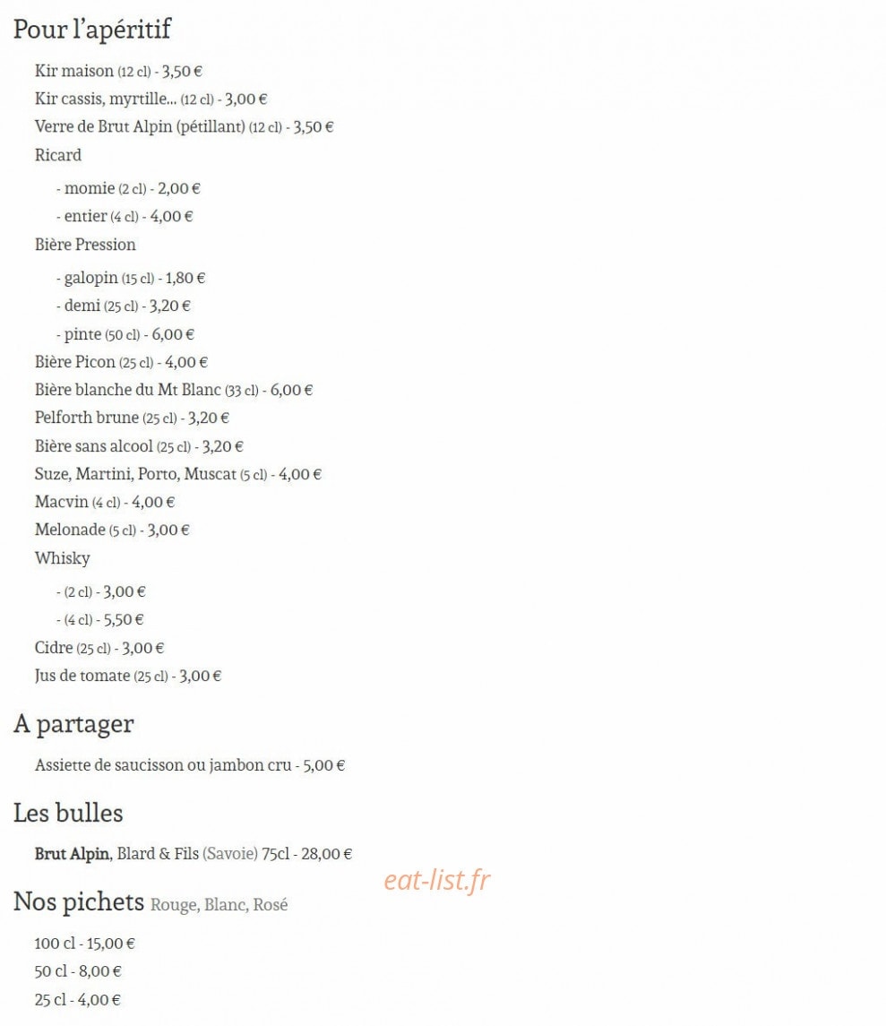 Auberge De Bionnassay — carte page 4