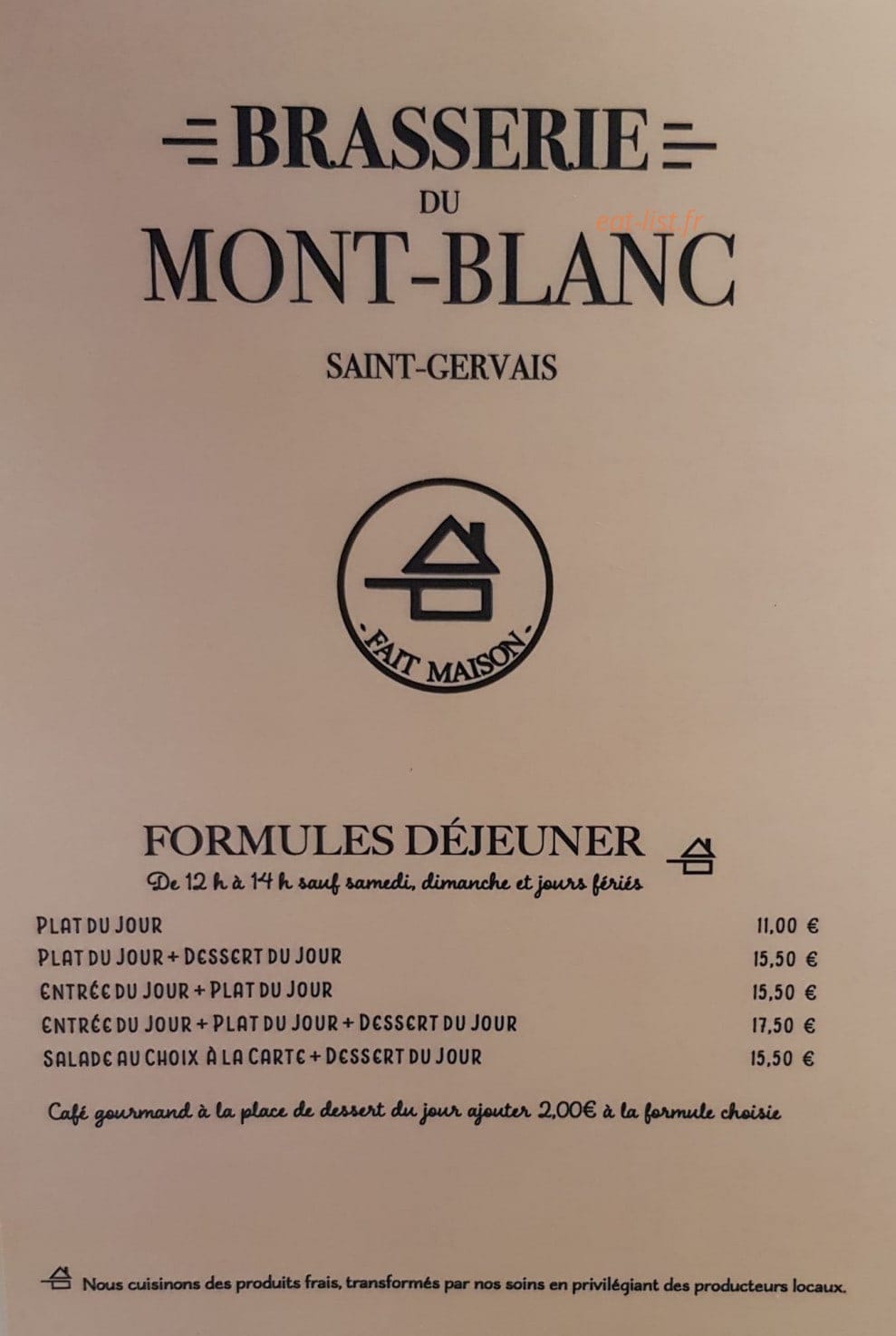 Brasserie du Mont Blanc — carte page 1