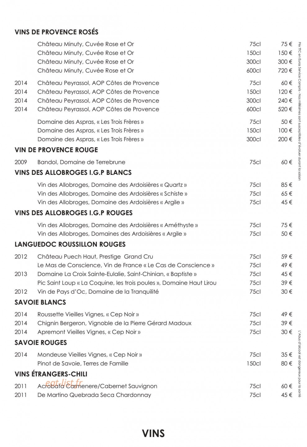 La Folie Douce — carte page 9