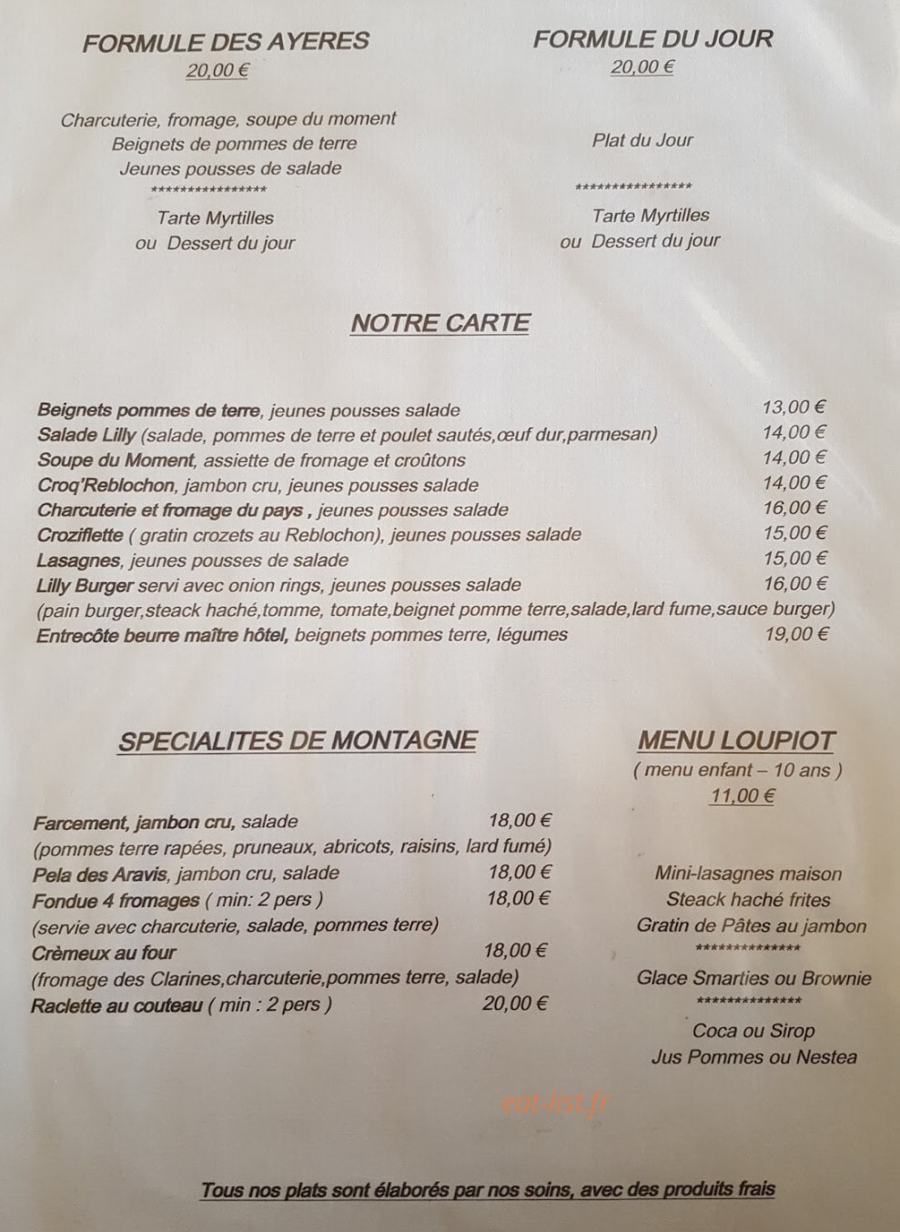Chalet Lilly — carte page 1