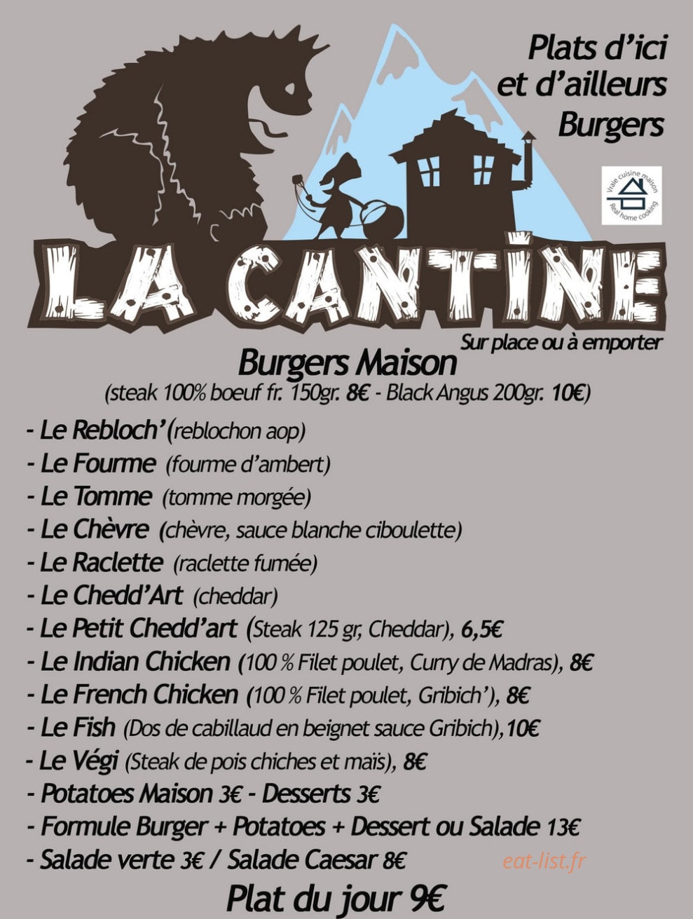 La Cantine Chedde — carte page 1