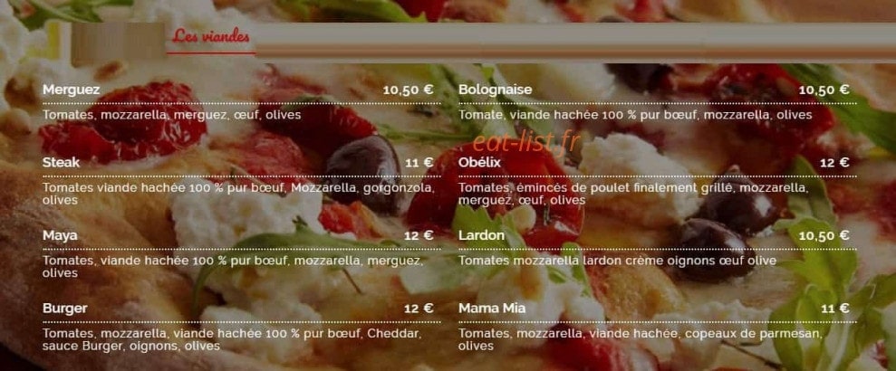 Passion Pizza — carte page 2