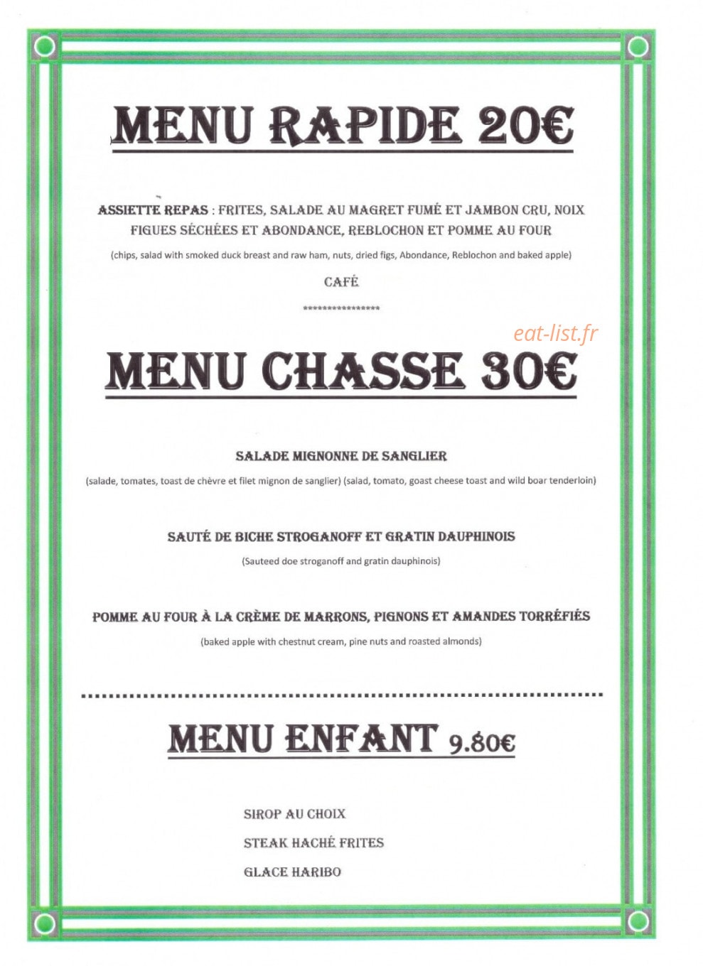 La Chèvrerie de Tréchauffé — carte page 2