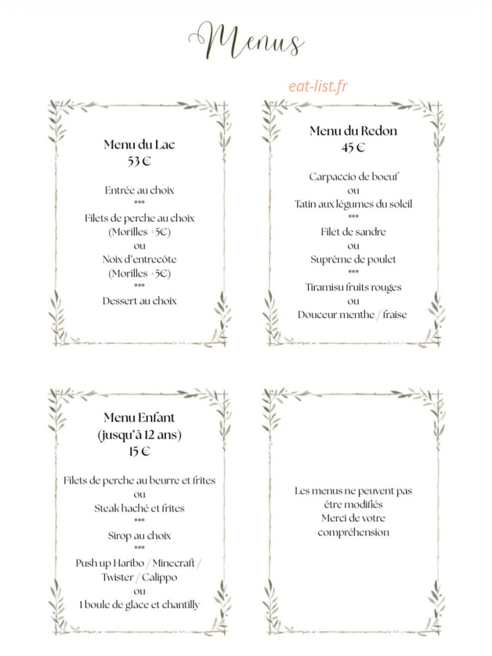 Carte et menu de Le Redon à Margencel — Menus