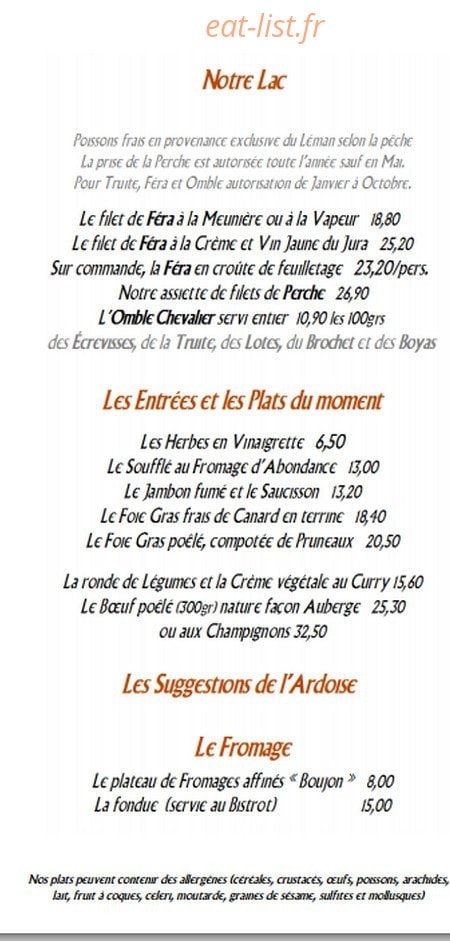 Auberge d'Anthy — carte page 2