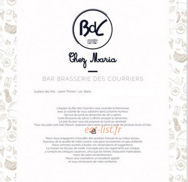 Bar des Courriers — carte page 3