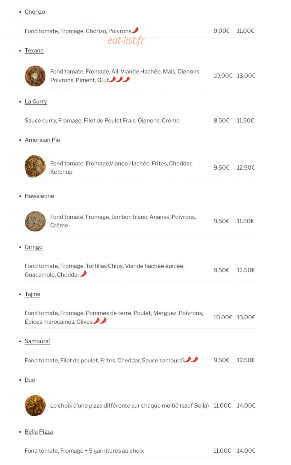Bella Pizza — carte page 6