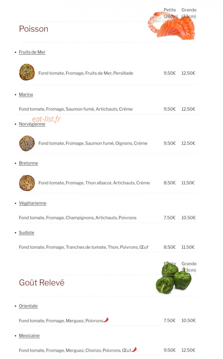 Bella Pizza — carte page 5