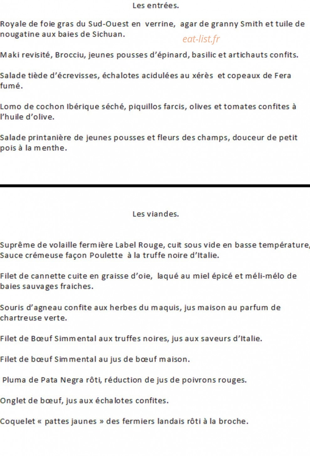 Brasserie du Belvédère — carte page 1