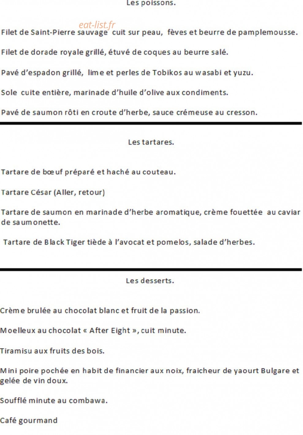 Brasserie du Belvédère — carte page 2
