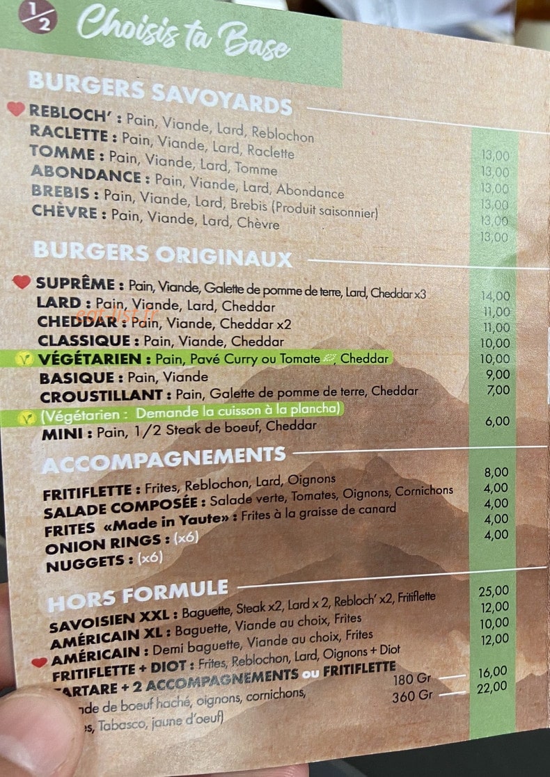 Burger savoyard — carte page 1