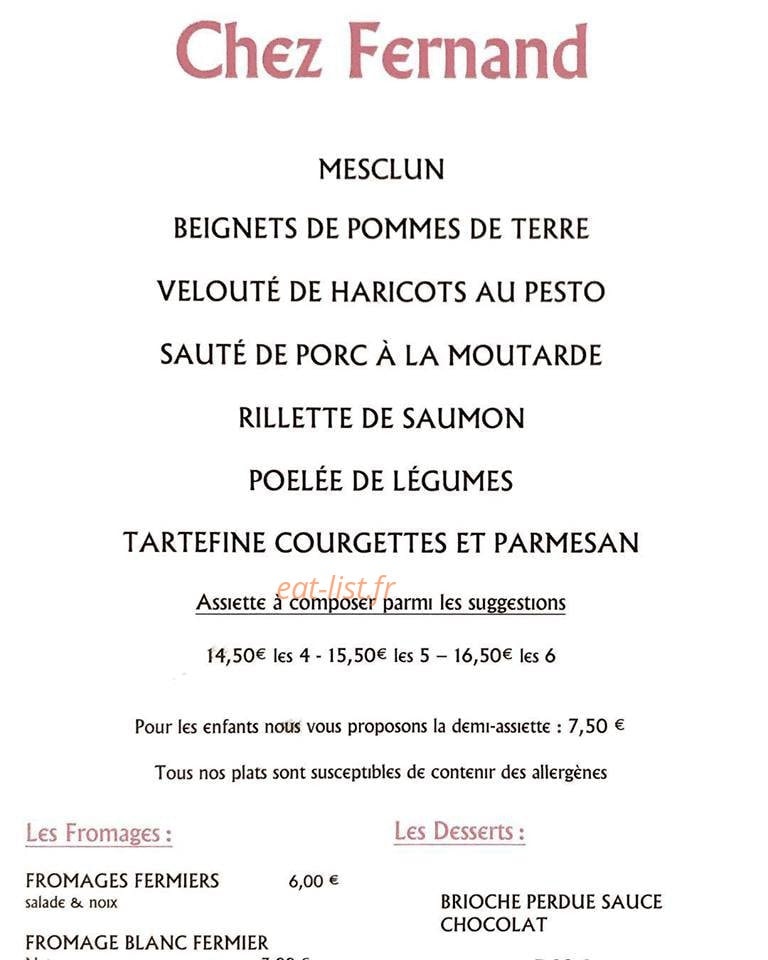 Chez fernand — carte page 1