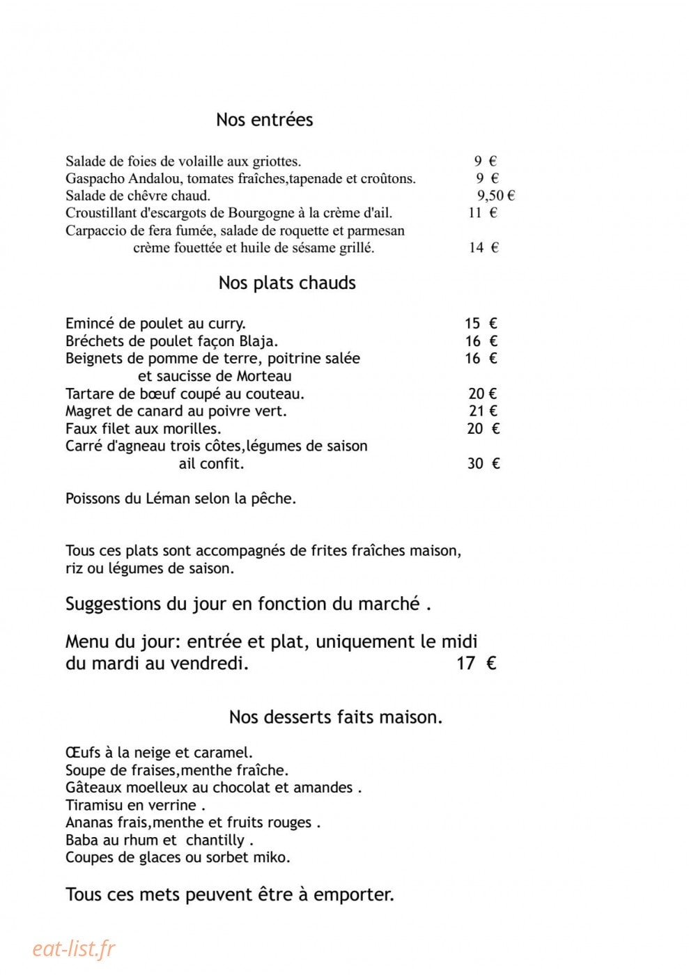 Chez Nath & Blaja — carte page 1