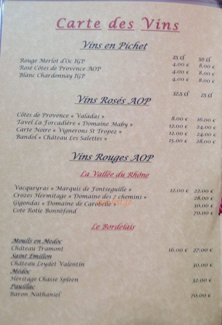Chez Xuan — carte page 1
