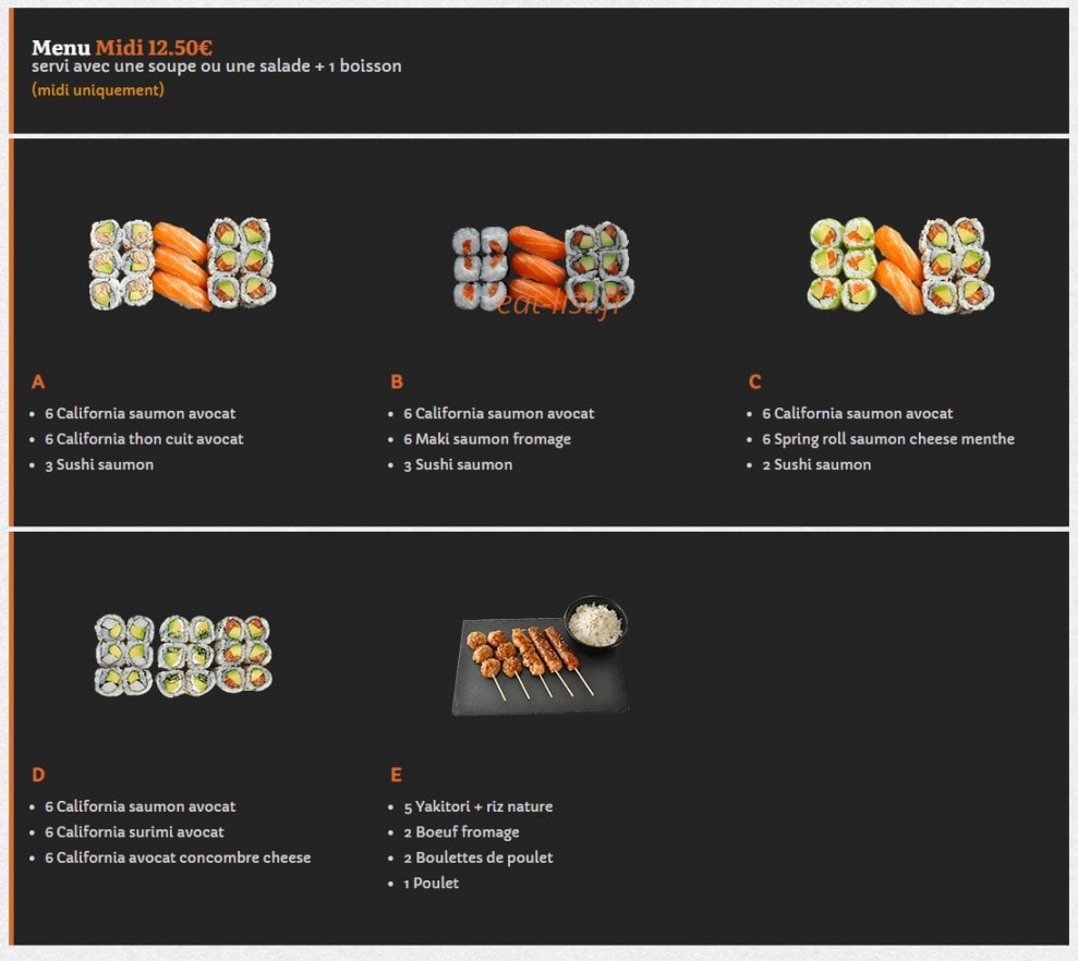 E-Sushi — carte page 1