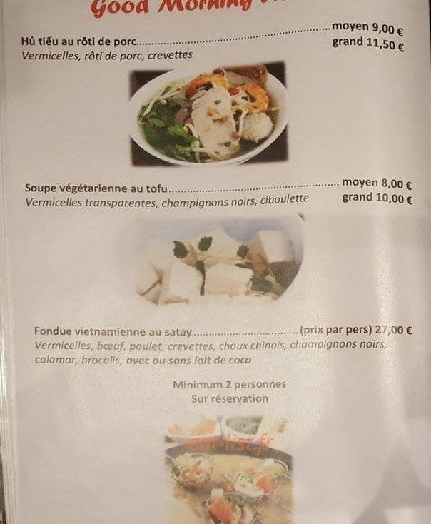Carte et menu de Good Morning Vietnam à Thonon les Bains — Les soupes suite et fondue