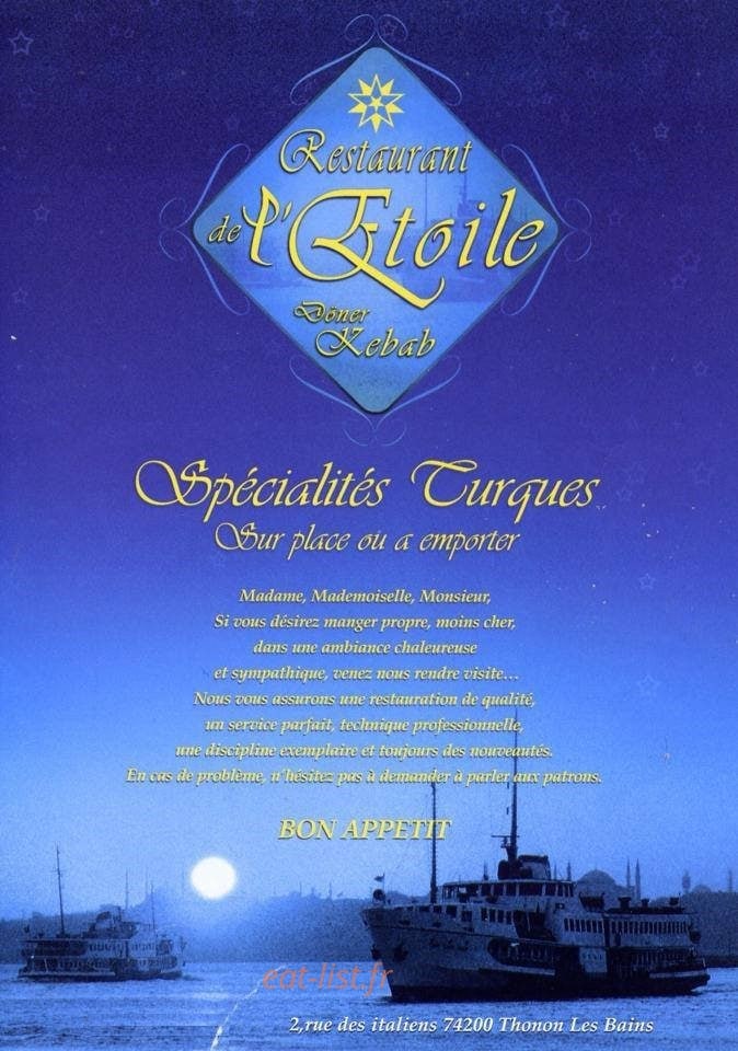 Kebab de l'étoile — carte page 1