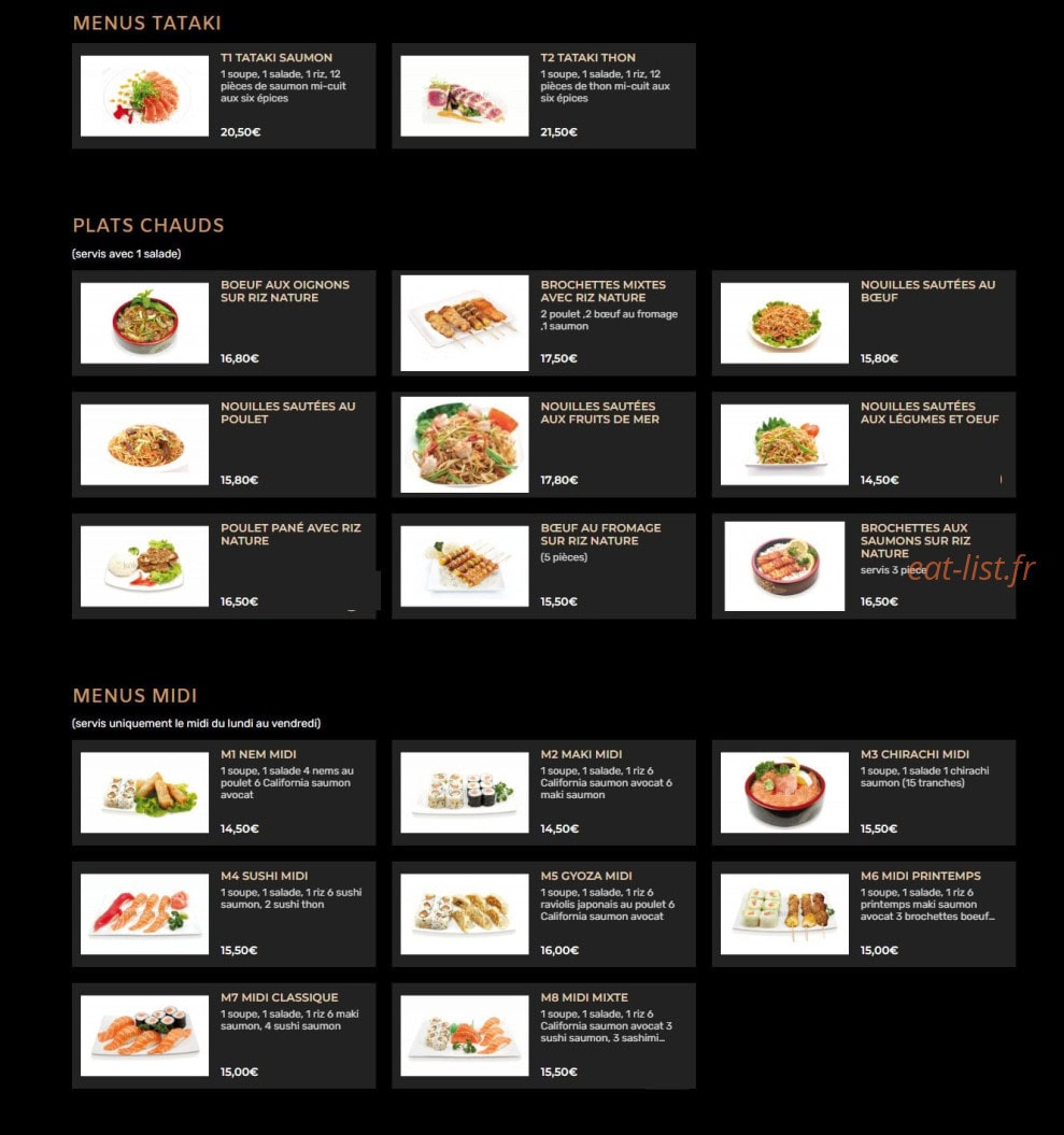 koki sushi — carte page 1