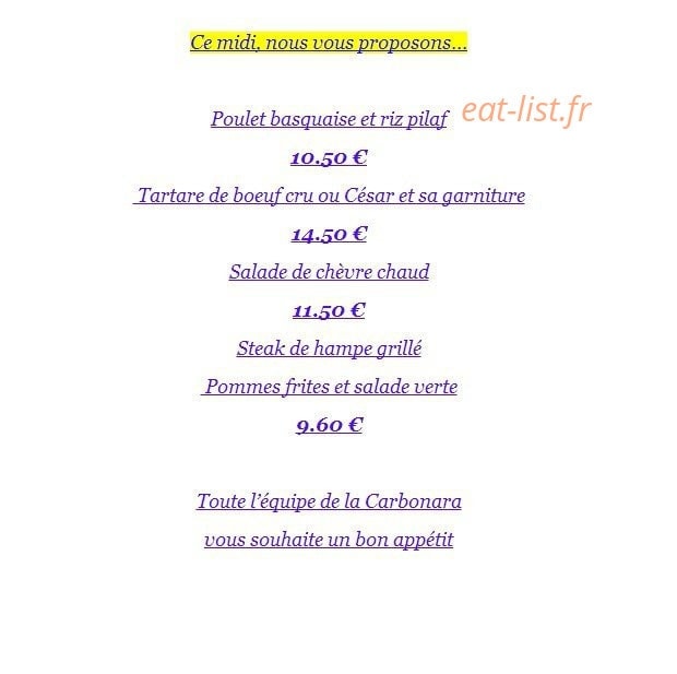 La Carbonara — carte page 6