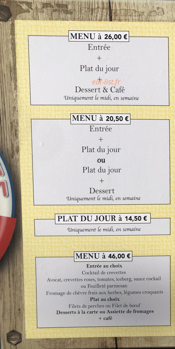Carte et menu de La guinguette du port à Thonon les Bains — Les menus