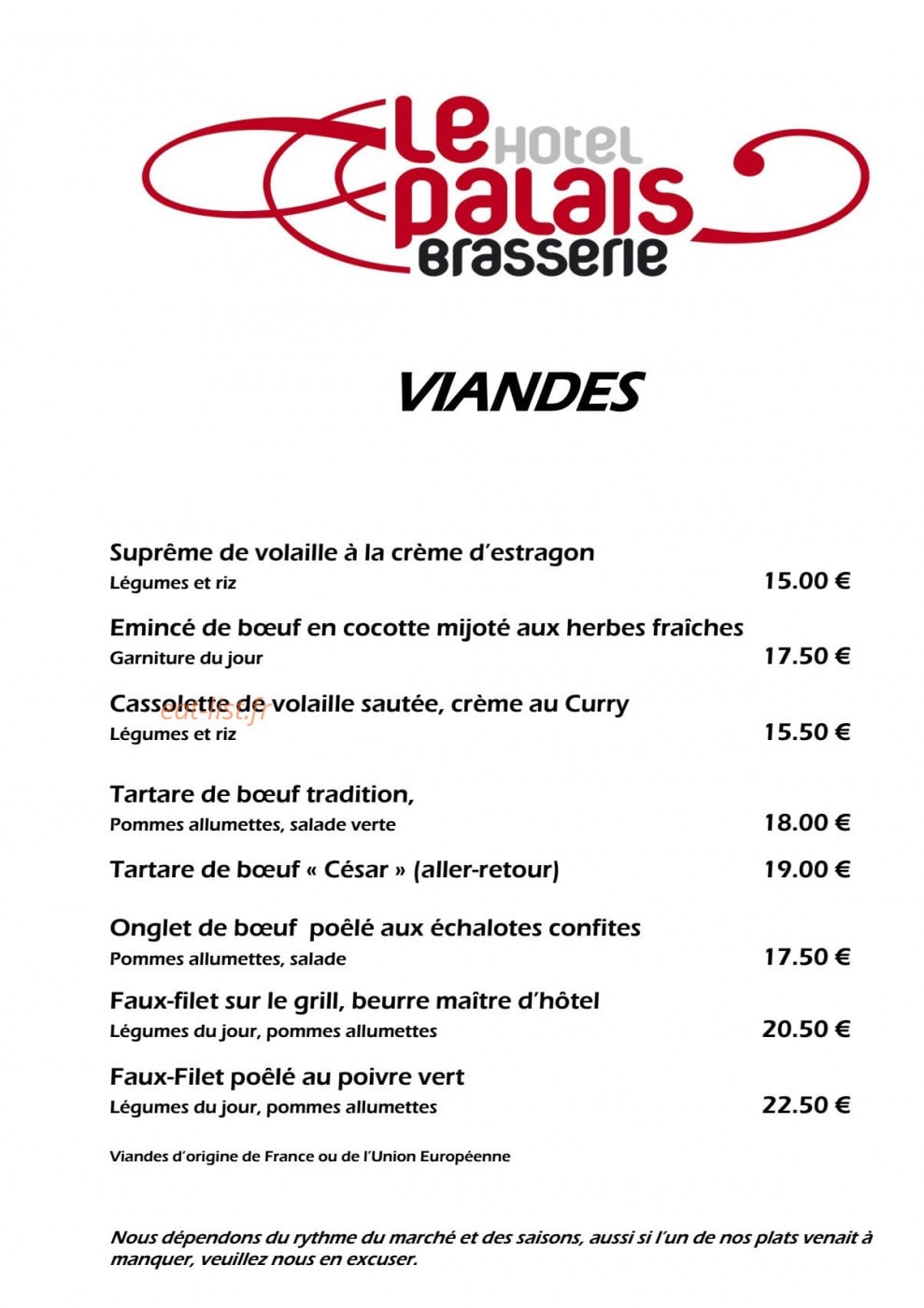 Le Café du Palais — carte page 3