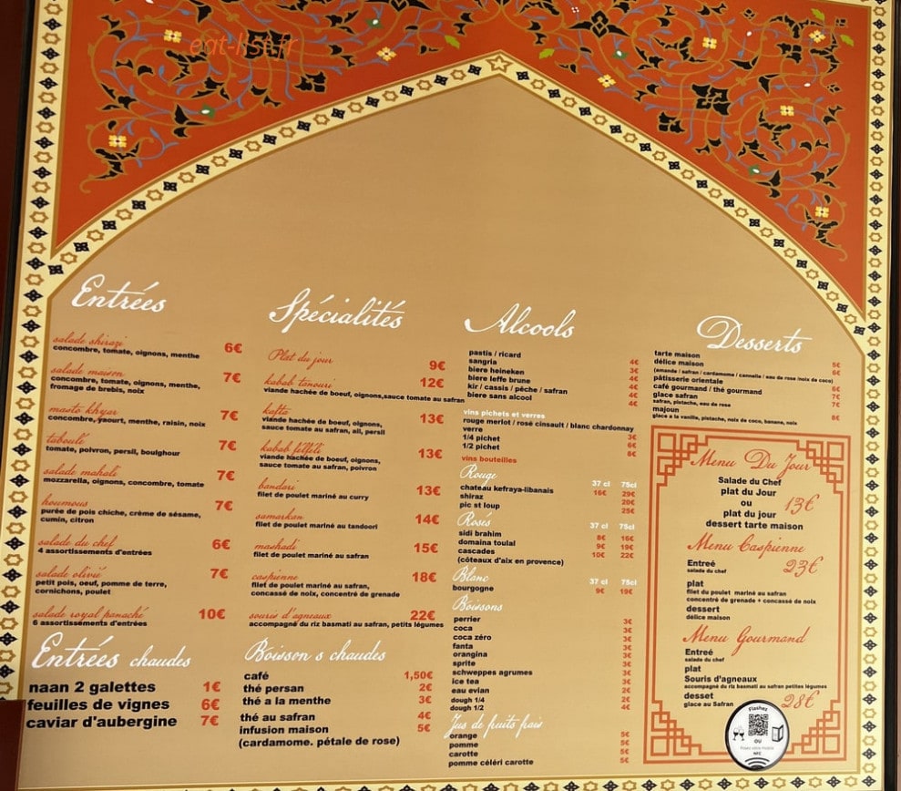 Le Shiraz — carte page 1